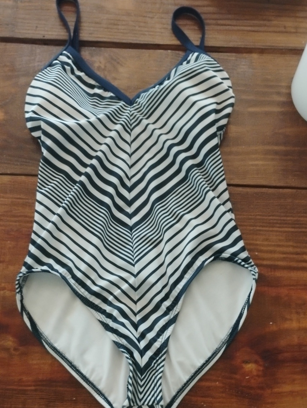Nautica Navy and White Striped One-Piece Swimsuit